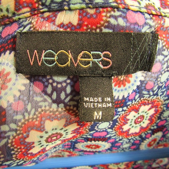 Weavers Vibrant Colorful Floral Sheer Blouse - Picture 2 of 4